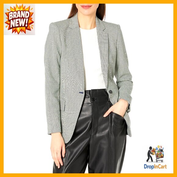 Classic Modern Blazer Elegant Suiting Notch Lapel Long Sleeve Button Closure